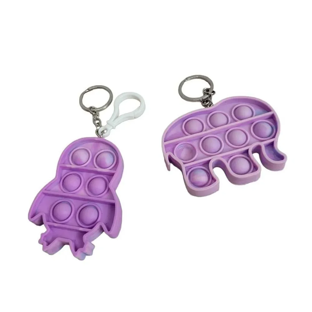 Purple and Pink poppet Keychains Rocket Elephant 3.5x2.5